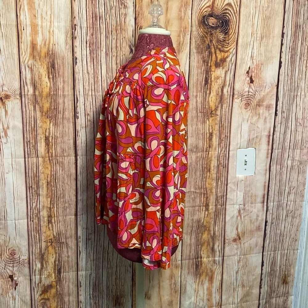 Women’s Boho Lascana Venus Multi Color Blouse Size XL with Bell Sleeve - Picture 5 of 8